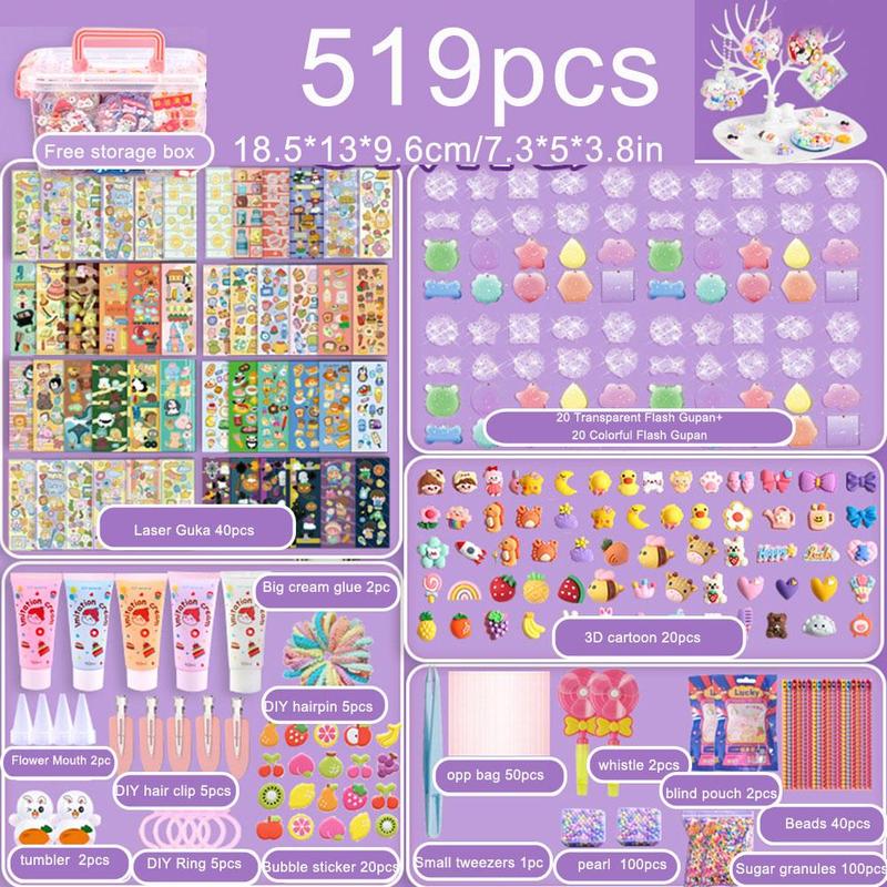 Product Introduction of Set bahan pelekat kad Goo, 519 keping, gam krim, mainan kanak-kanak perempuan, lejar tangan Guka Gupan, pek bahan hadiah buatan tangan 21