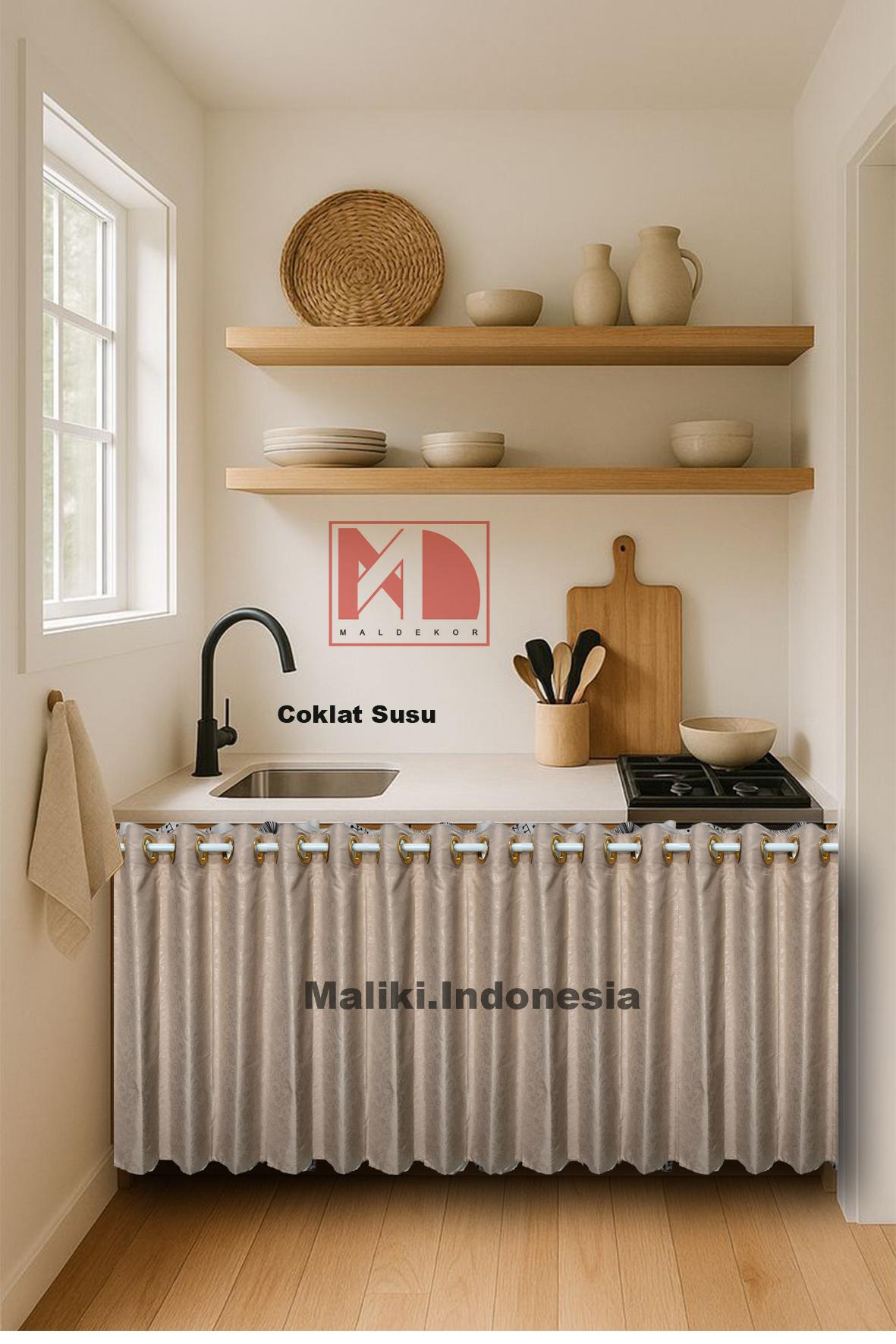 NEW Paket 2 Pcs Gorden Kolong Dapur Ring 12 Lubang Motif Aestetik Korden Katun Curtain