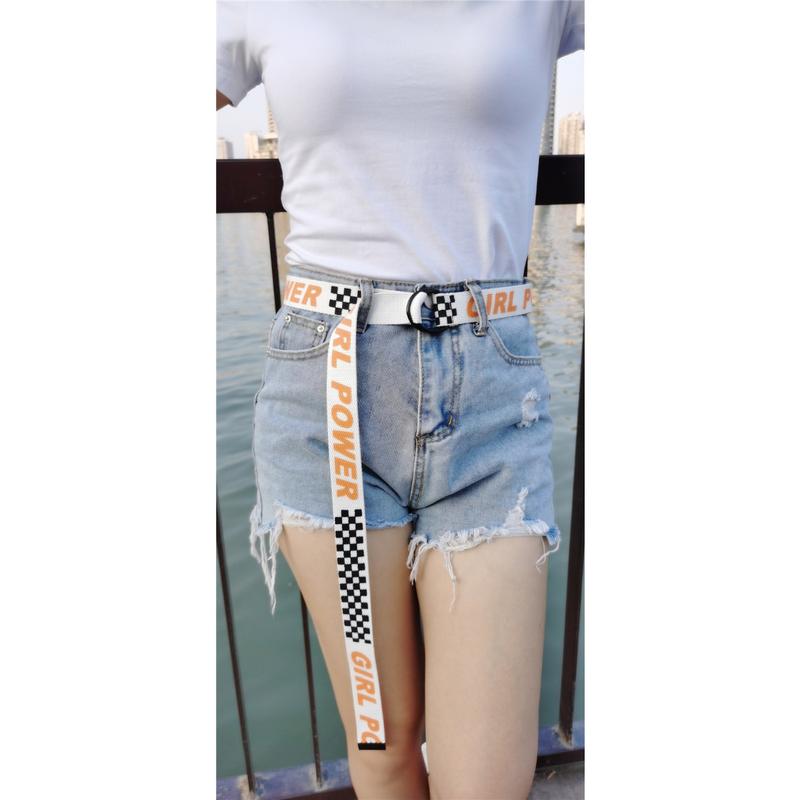 Product Introduction of Korean Style Couple Version Canvas Belt Casual and Versatile Letter Plaid Decoration Canvas Belt Couple Fashion Belt 13