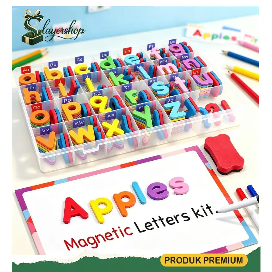 Mainan Magnet Huruf Inggris Anak 278 Pcs Lengkap Huruf dan Angka Magnet Huruf Busa EVA Bisa Dipindah Stiker Huruf Mainan Edukasi Belajar Dini