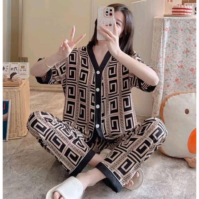 V10 Viscos Vneck Piyama Satin Import Cp Pp Krah V Full Lengan Panjang Kancing 0