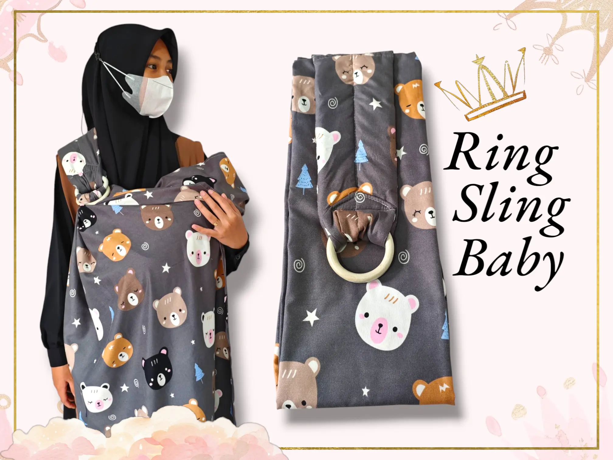 ring sling baby/gendongan samping bayi karakter lucu