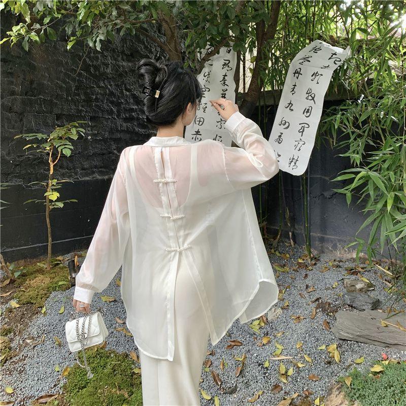 Product Introduction of Áo Khoác Sơ Mi Chống Nắng Phong Cách Trung Quốc Mới, Dành Cho Nữ, Mỏng Và Dài Tay, Áo Cardigan, Áo Mặc Bên Ngoài Mới Cho Mùa Hè, Áo Voan, 2023 Top Women Shirt 9
