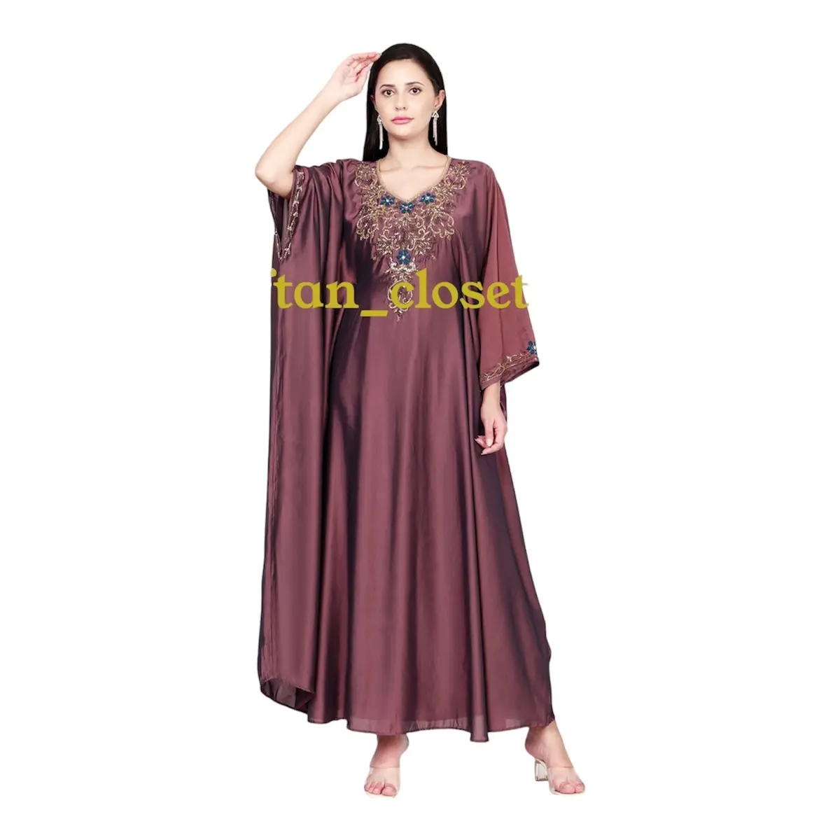 Naira Series: Custom made Stonework & Embroidered kaftans dresses for women. Plus size: firs up to bust 54 inches