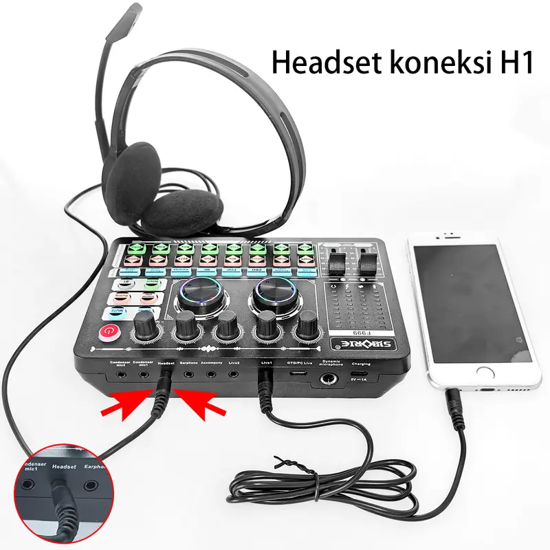 Gonew Soundcard F999 Mixer Bluetooth Audio USB External Sound Card Live Teater Karaoke kartu suara mic 5