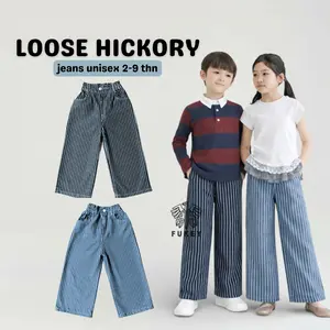 FUKEY Hickory Pants Anak Usia 2–9 Tahun | Celana Loose Jeans Salur Stripe Anak Laki Perempuan Skena Unisex