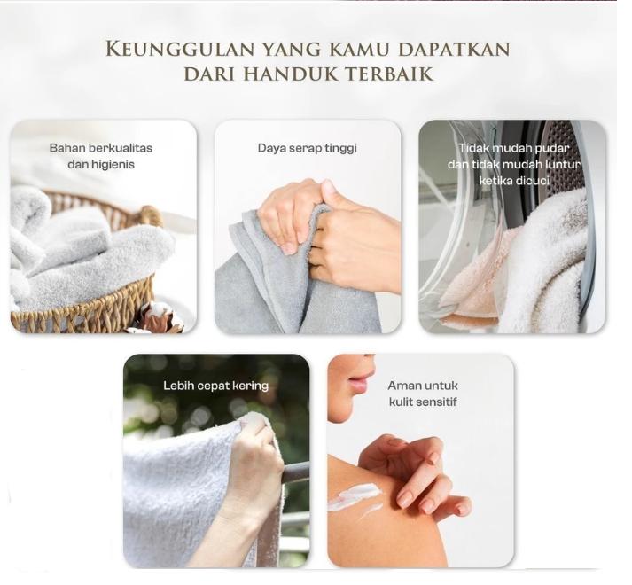 Handuk Mandi Dewasa Ukuran Besar Bahan Cotton Tebal Menyerap Air 6