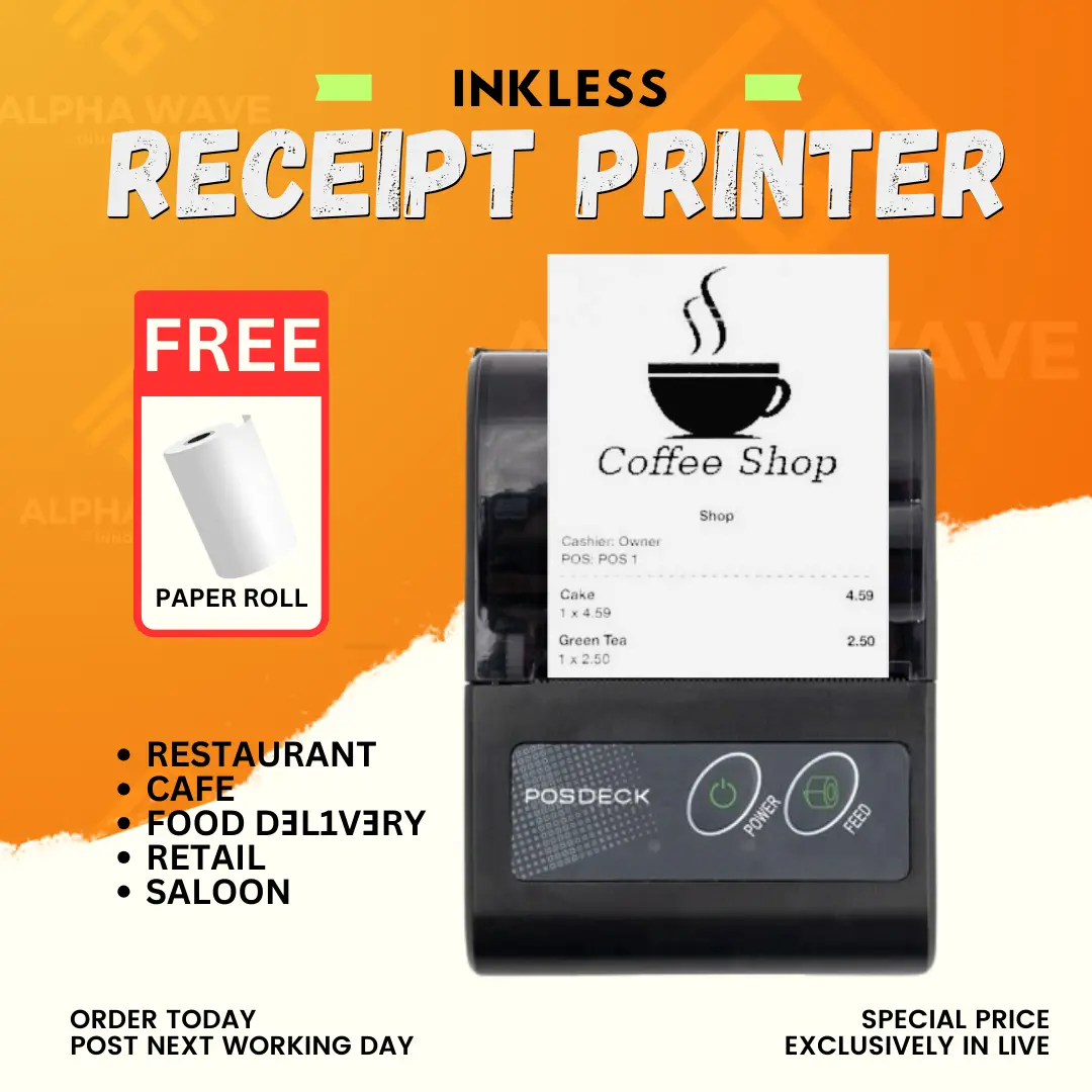 POSDECK Bluetooth Receipt Printer Murah Thermal Mesin Resit SRS POS System Paper Portable
