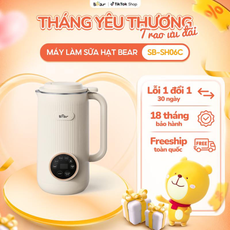 [Ưu Đãi Sốc] Máy Làm Sữa Hạt BEAR Máy Nấu Sữa Hạt Đa Năng Máy Xay Sữa Hạt Máy Làm Sữa Đậu Nành Nguyên Chất Chống Ồn SB-SH06C