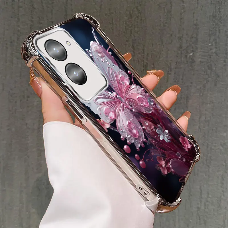 Sarung Telefon, Untuk Vivo Y28s 5G dan Y18, Reka Bentuk Lampu Air, dengan Animasi Rama-rama, Perlindungan Anti Jatuh Empat Penjuru, Kalis Kejutan, Penutup Telefon