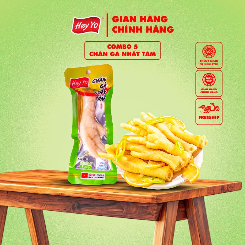 Combo 5 Chân Gà cay Nhất Tâm 40g, chân gà ngâm ớt xanh Hey Yo Foods hàng Việt Nam thơm ngon chất lượng, Snack Ăn Vặt