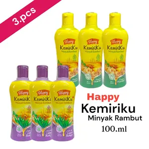 3 pcs - Happy Kemiriku Minyak Rambut Extra Vitamin E & Lidan Buaya 100ml X3pcs