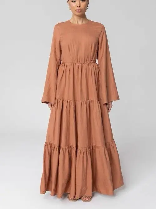 baju gamis 3 susun katun linen rayon premium Muslim