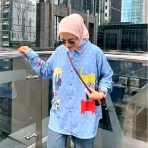 Kemeja Full Print Atasan Blouse Wanita Motif Polka Lucu by AMEELA KL