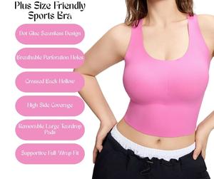 Plus-Size Sports Bra with Removable Pads – Adhesive Fit, Side Coverage, Breathable Mesh Back, Yoga Vest for Curvy Women [YA36C]