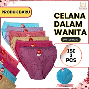 CD Winalin Warna Terang Isi 3/6/12pcs Celana Dalam Remaja Dewasa Katun Polos Cewek Nyaman