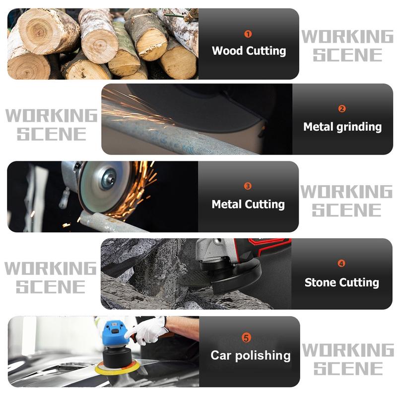 Product Introduction of 588VF 6 Speed 2 In 1 Cordless Angle Grinder Car Polisher Brushless Electric Angle Grinder Grinding Machine for Makita 18v battery 73