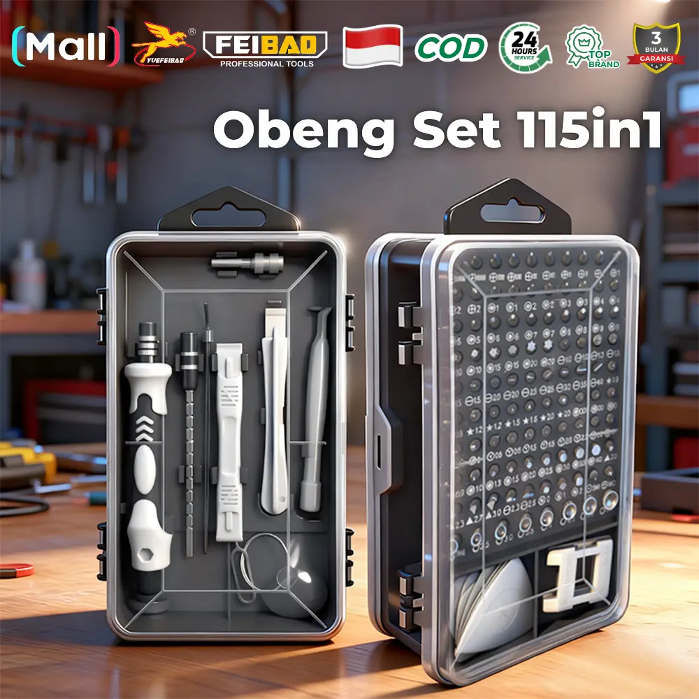 FEIBAO Obeng set 115 in 1 Set Alat Reparasi Jam Tangan Ponsel Kamera Komputer Mainan Profesional