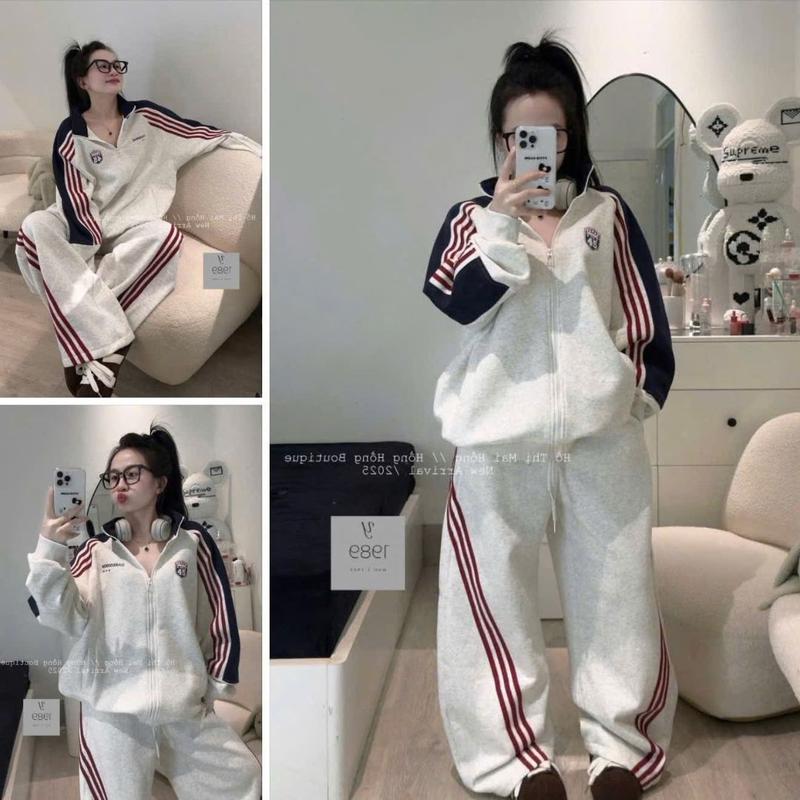  Bộ Thể Thao Khoá Viền Sọc Đỏ Cá Tính Phong Cách Hàn Quốc Năng Động Siêu Thoải Mái - By BN TRENDY 