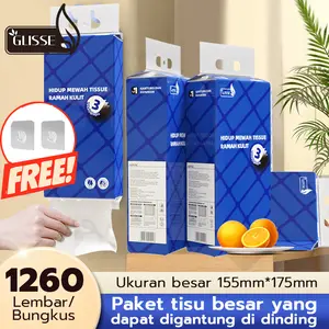 [COD]GLISSE Tisu Gantung Dinding Wajah 2 Pack 3 Lapis 1260 Helai Tebal Lembut Harga Promo Murah Bisa COD Gratis Ongkir,tisu 3 lapis / 3 ply,harga promo,bisa COD