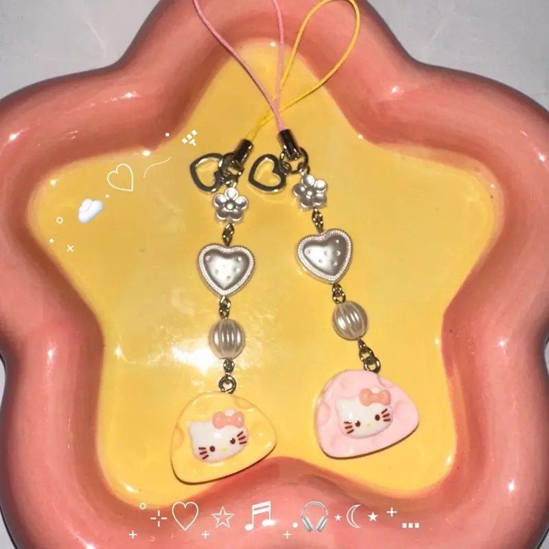 Handmade mini Hello Kitty Keychain, phone keychain (Food series!)