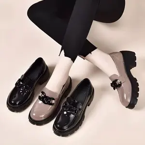 sepatu Docmart Wanita Gasela Chain Black Hak Datar 5 cm Flat Oxford Hitam Glosy Ootd Remaja Perempuan Kasual 1180 Ringan Bisa Cod Shoes
