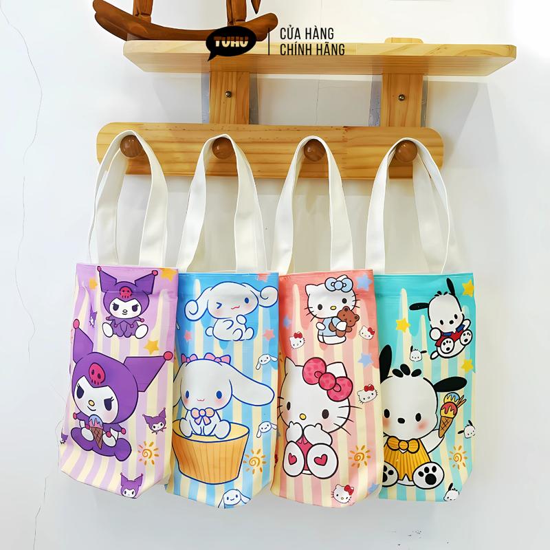 Túi canvas Sanrio đựng ly giữ nhiệt dễ thương, túi đựng bình nước tiện lợi đi học đi làm - TUHUHOUSE