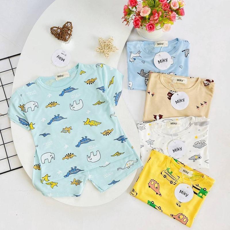 Bộ quần áo cộc tay Miky in hình họa tiết cho bé trai bé gái, chất thun lạnh