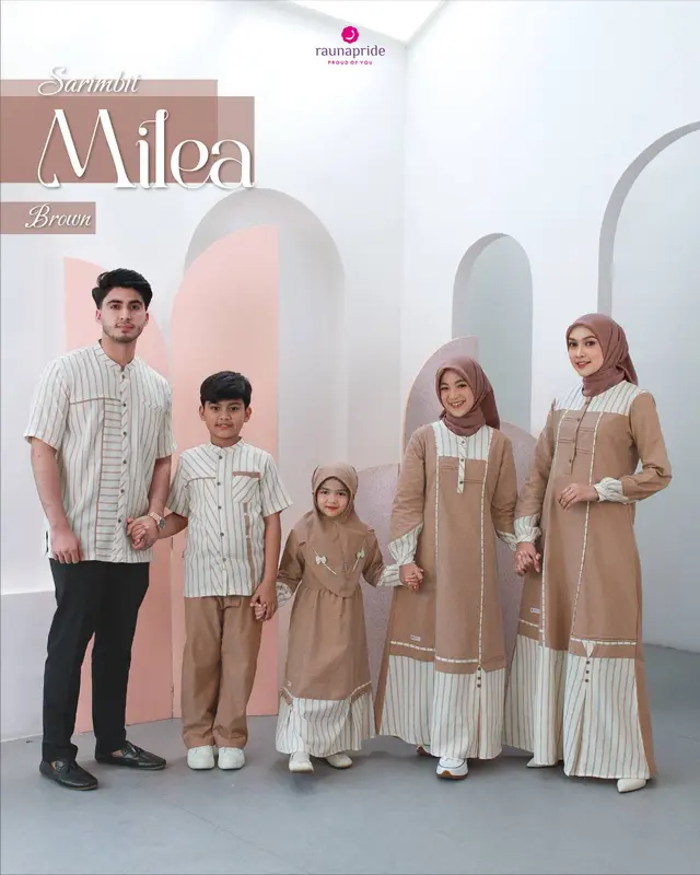 Rauna Pride Baju Keluarga Muslim Sarimbit Milea Brown Rauna Collection Set Gamis Koko Muslim Baju Couple Keluarga Muslim Setelan Keluarga Lebaran 0
