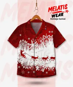 MELATIS WEAR Kemeja Santa Kereta Rusa – Kemeja Natal Christmas Merah Putih Unisex | MW-189