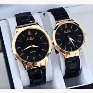(COD) Jam Tangan Couple Alba Full Hitam dan Pria Wanita Premium dengan Tali Rantai/Stell - Cocok untuk COD, Grosir Watches (COD) Jam Tangan Couple Alba Full Hitam dan Pria Wanita Premium dengan Tali Rantai/Stell - Cocok untuk COD, Grosir Watches