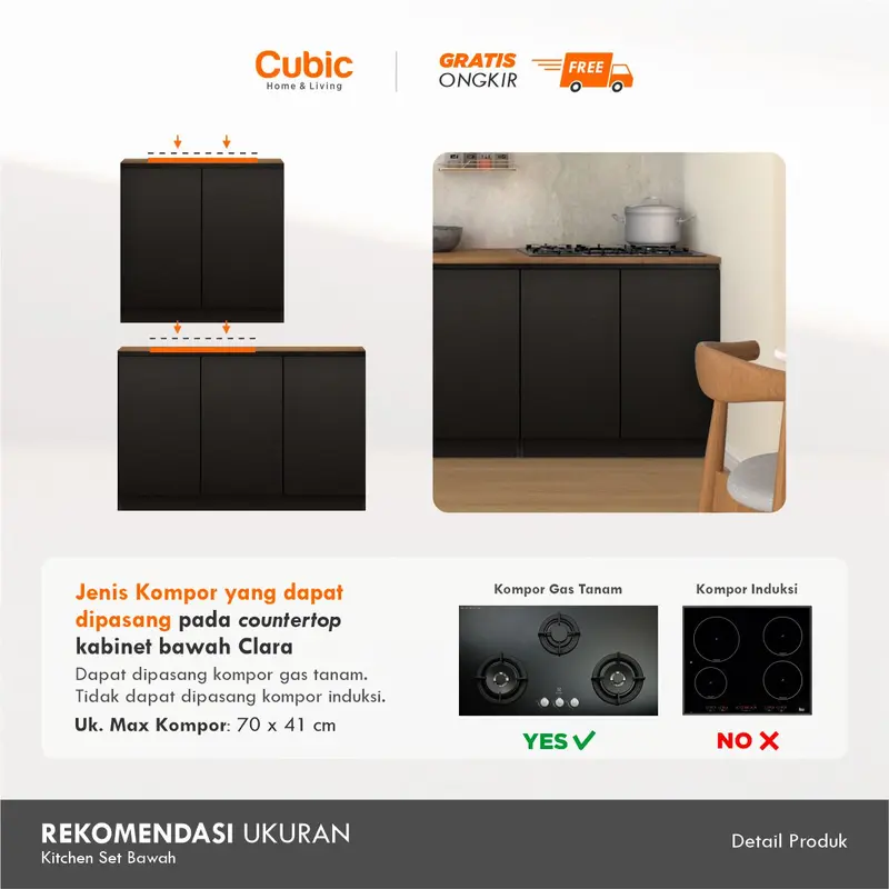 Cubic Kitchen Set Minimalis / Kabinet Dapur / Rak Dapur Basah / CLARA 6