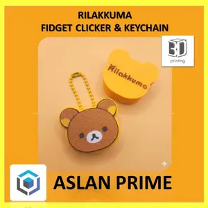 RILAKKUMA RIRAKKUMA TEDDY BEAR KEY CLICKER KEYCHAIN 3D Print Cute Viral Push Fidget Stress Relieve Toy Toys Fun Release Printing Satisfying Hobby Hobbies Kids Mechanical Keyboard Switch Sensory Small Click Mainan Anak Boneka Souvenir
