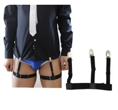 Shirt Stays Belt，1 Pair Men Shirt Stays Belt with Non-slip Locking Clips Keep Shirt Tucked Leg Thigh Suspender Garters Strap Metal Buckle Anti Slip and Wrinkle Garter Socks with Non-slip Locking Clips Men's and Women's Formal Shirt Resistant Clip