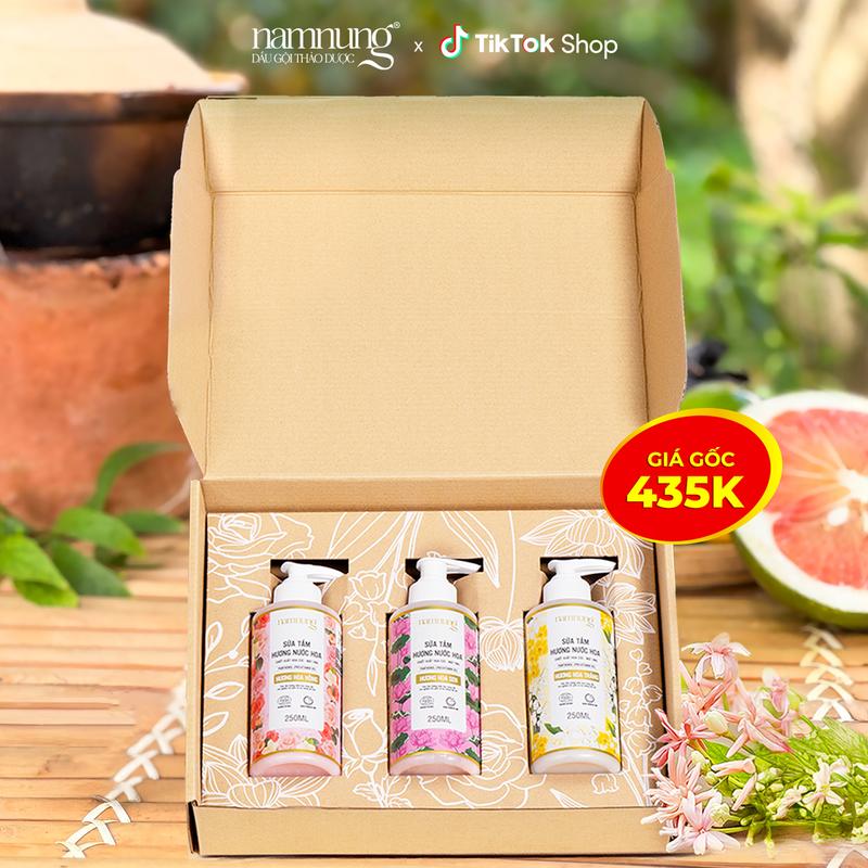 Rẻ Vô Địch Combo Giá Hời Combo 3 sữa tắm thảo dược NamNung sữa tắm nước hoa cao cấp hỗ trợ da trắng mịn 250ml chiết xuất thiên nhiên Mật ong hoa cúc Chăm sóc da Chăm sóc cơ thể TẶNG 01 hộp quà sang trọng