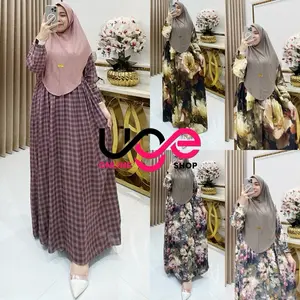 Midi Dress Flower Busui Frendly Santai A-Line Bunga Cantik Motif Nyaman Rayon Viscose Menyusui Muslim Zipper