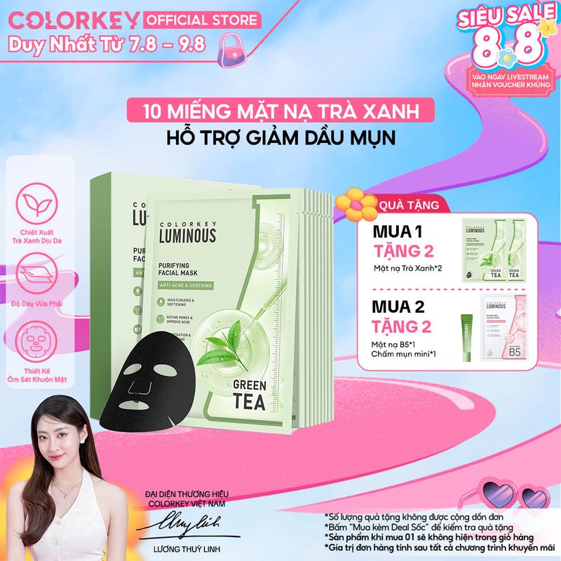 [MỚI] Mặt Nạ COLORKEY LUMINOUS Purifying Facial Mask Hỗ Trợ Giảm Dầu Và Mụn 10 miếng/hộp