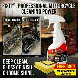 FIXIT Pembersih Motor (Gratis Lap Microfiber)Paket Hemat Perawatan Motor 3-in-1 (Cuci, Kilap, Proteksi) 400ml