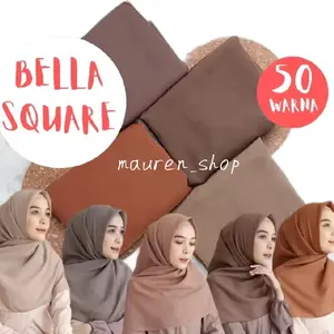 Hijab Segi Empat Bella Square Polos Premium Kerudung Nyaman Voal