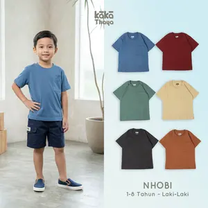 KAKATHAYA Nhobi - Kaos Anak Laki Laki Kaos Saku Anak Kaos Polos Anak 1-8 Tahun