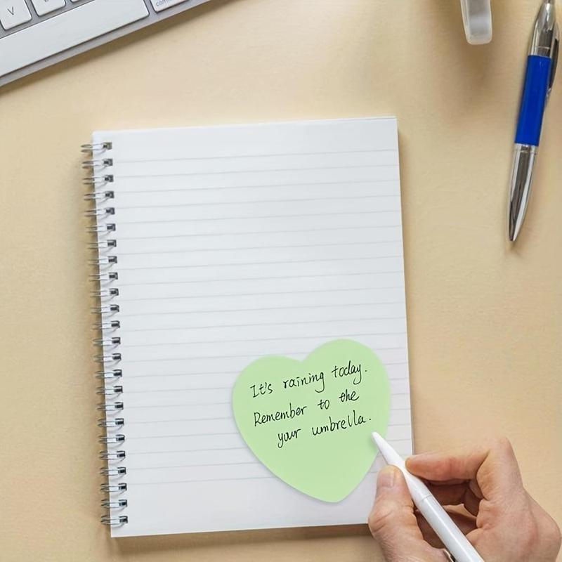 Heart Shaped Sticky Note, 4pcs/set Cute Self-adhesive Removable Post-it Note, Sticky Memo Pad For Office School (100 Sheets/Pad) 3