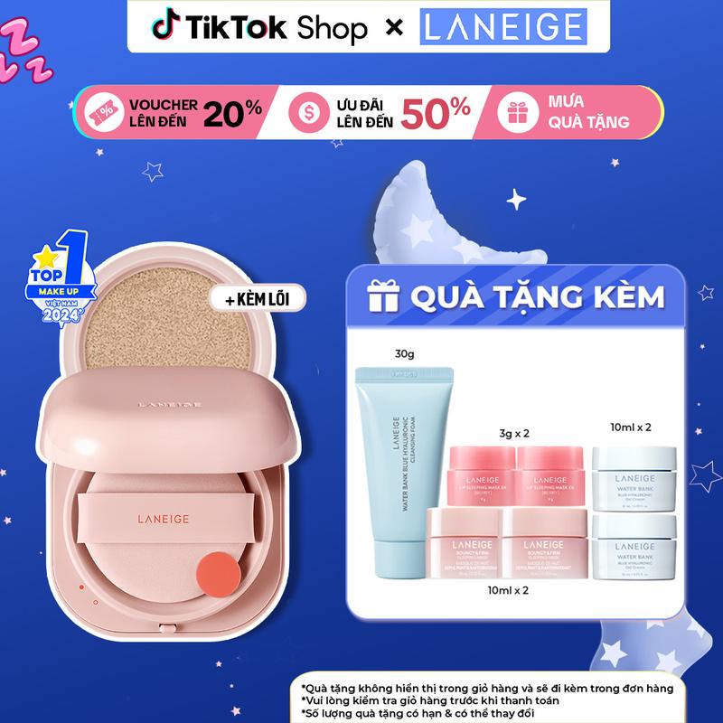 [HOT DEAL] Phấn nước che khuyết điểm mỏng nhẹ lâu trôi LANEIGE NEO Cushion Glow 15gx2 kèm lõi thay thế Mỹ Phẩm Cosmetic Women Trang Điểm