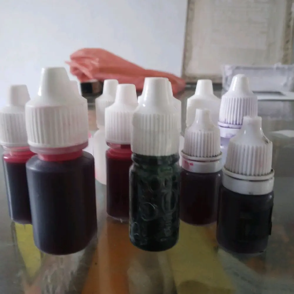 tinta stempel permanen utk media plastik, gelas, steofoam dll kemasan ekonomis isi 10ml, 15ml, 20ml Biru Hijau Ungu Merah Hitam