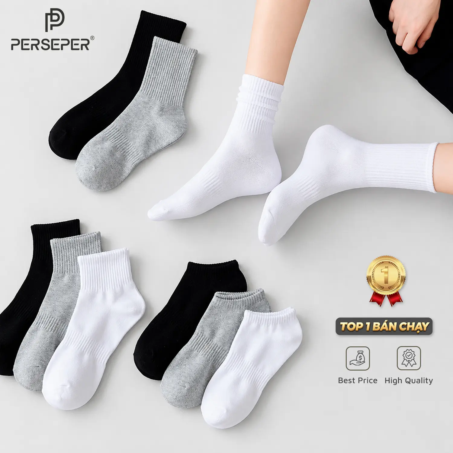 Tất vớ nam nữ chất liệu vải Hàn co giãn bốn chiều, vớ kiểu dáng trơn phong cách hiện đại - Cherry Shop