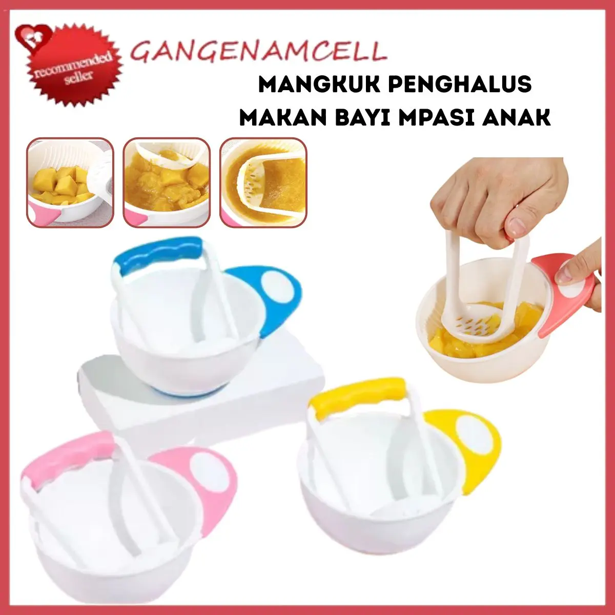 Mangkuk Makan Anak Set Grinding Bowl Bayi 2 in 1 / Alat Penghancur Makanan Mpasi