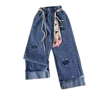 Celana Kulot Jeans Anak Perempuan/Celana Kulot Terbaru Anak Perempuan Usia 2-10 Tahun Kulot Anak  Unisex Katun Fashion Motif