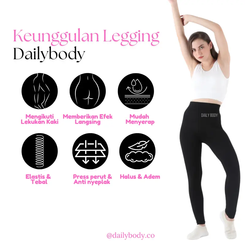 DAILYBODY | Legging Panjang Tebal Premium Seamless High & Anti Jiplak basic celana 2