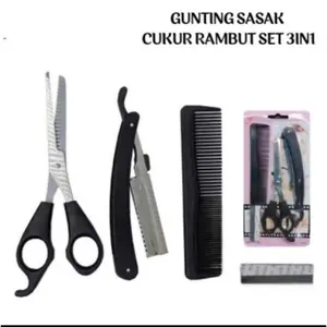 Gunting Sasak 3in1/Gunting Rambut Potong Cukur isi 3pcs / Peralatan Salon Hair Cutting Styling
