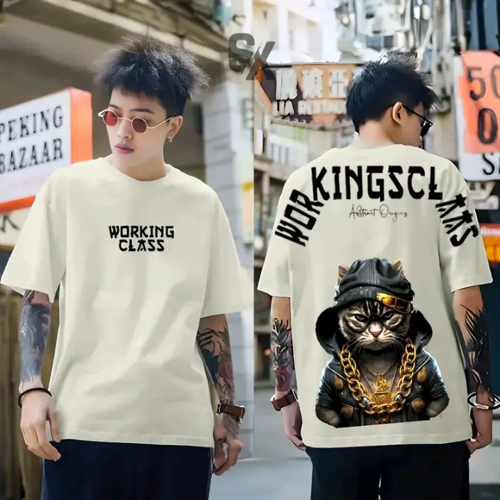Tshirt kaos distro terkeren Motif Kucing Working class katun combed terlaris terbaru 2024 cowok dan cewek Baju Unisex Lembut 6