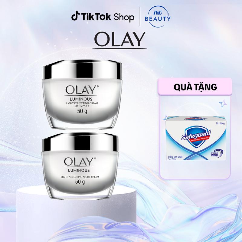 [ĐỘC QUYỀN KOC] Combo 2: Kem Dưỡng Ẩm Ngày & Đêm Dưỡng Sáng Da OLAY LUMINOUS 50G X2 Tặng Safeguard Trắng 115g